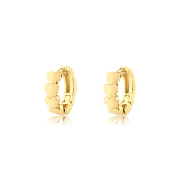 PLAIN MEDIUM CLICK EARRING WITH GOLD PLATED HEARTS