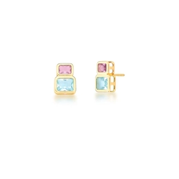 Earring with gold -plated rectangular crystals