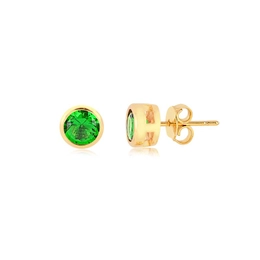 EMERALD GREEN LIGHT POINT EARRING 5MM GOLD PLATED