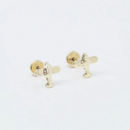 SMALL AIRPLANE EARRING GOLD PLATED