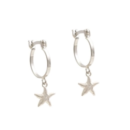 Silver Earring Hoop 13mm With Starfish 8mm