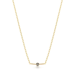 Curved pendant necklace with Morganita gold -plated zirconias