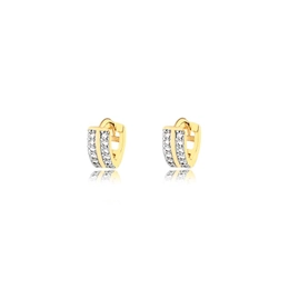 SMALL CLICK HOOP EARRING WITH THREE GOLD PLATED FILLETS