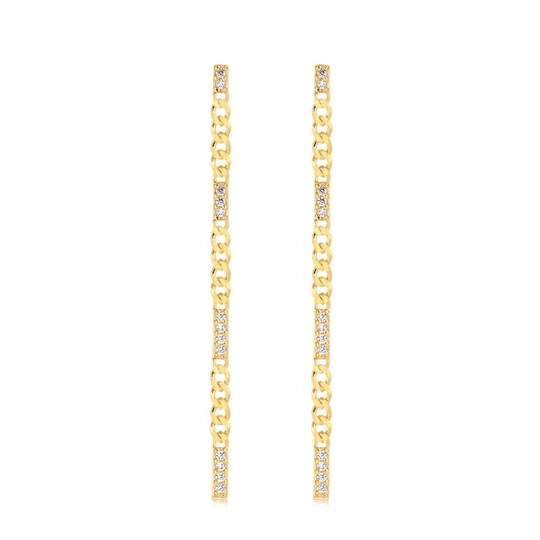 GROUMET CHAIN ​​EARRING WITH STUDED STICKS GOLD PLATED