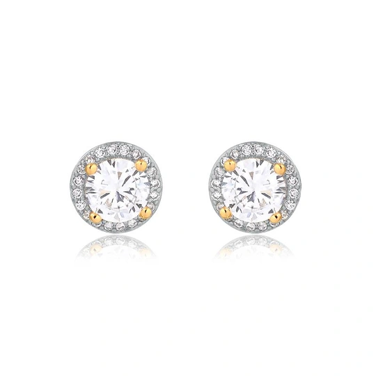 ROUND EARRING WITH GOLD-PLATED CRYSTAL ZIRCONIA STONES