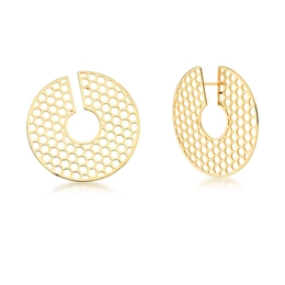 GOLD PLATED LEAKED GEOMETRIC ROUND EARRING