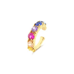 FAKE PIERCING EARRING WITH GOLD PLATED MULTICOLOR ZIRCONIA