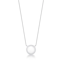 Necklace with smooth sphere pendant bathed to rhodium