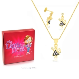 FAIRY KIDS SET WITH LIGHT PINK ZIRCONIA STONES AND GOLD-PLATED CRYSTAL