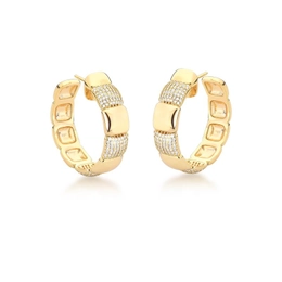 Half hook with smooth squares and gold -plated zirconias