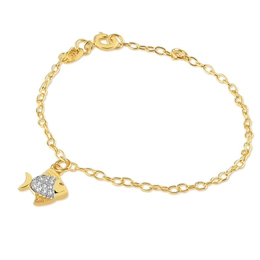 BRACELET WITH GOLD PLATED FISH PENDANT WITH ZIRCONIA STONES