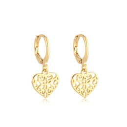 CLICK HOOP EARRING WITH GOLD PLATED WEFT HEART PING