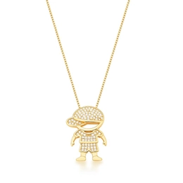 NECKLACE WITH GOLD PLATED STUDDED BOY PENDANT