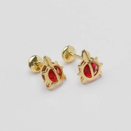 RED GOLD PLATED LADYBUG EARRING