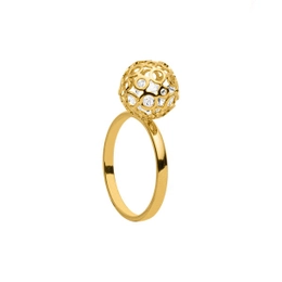 9MM SCREEN BALL RING WITH GOLD CRYSTALS