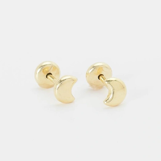 SOLID GOLD PLATED MOON EARRING