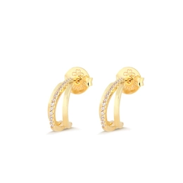 STYLIZED THREE-THREAD HALF HOOP EARRING WITH GOLD PLATED