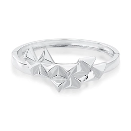 Bracelet with smooth triangles bathed to rhodium