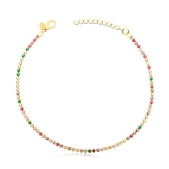 Anklet SET WITH GOLD-PLATED MULTICOLOR CRYSTALS