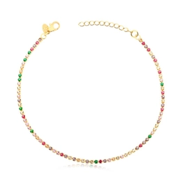 Anklet SET WITH GOLD-PLATED MULTICOLOR CRYSTALS