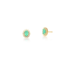 EARRING WITH OVAL CRYSTAL AND GOLD PLATED ZIRCONIA