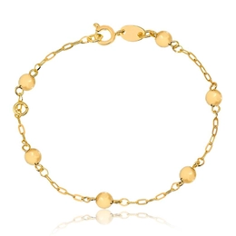 CHILDREN'S BRACELET WITH POLLS 16CM WITH 13CM GOLD-LEATED ADJUSTMENT HOOP