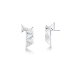 Earring with smooth triangles bathed to rhodium
