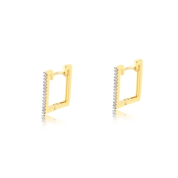 LARGE SQUARE EARRING WITH GOLD-PLATED ZIRCONIA STONES