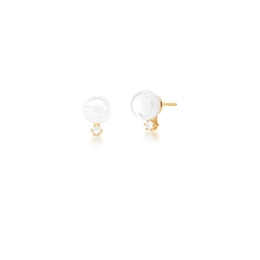 SHELL pearl earring and gold -plated crystal