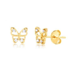 BUTTERFLY EARRING WITH GOLD-PLATED ZIRCONIA STONES