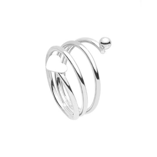 RING HEART AND BALL 3MM SILVER