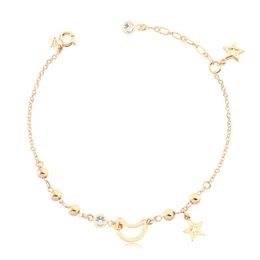 Bracelet balls with moon and stars plated gold