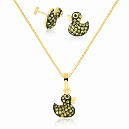 GOLD PLATED DUCKLING KIDS SET WITH ZIRCONIA STONES