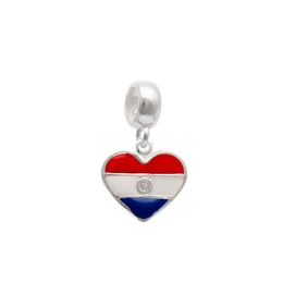 Silver Heart Charm Paraguay Flag