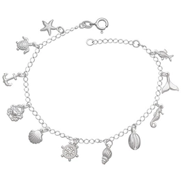 Silver bracelet with 11 sea accessories