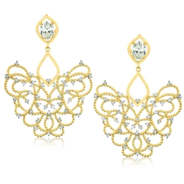 ** FINISH ** EARRING WITH GOLD-PLATED ZIRCONIA STONES
