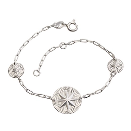 Aged Silver Round Bracelet With Stars