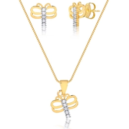 BUTTERFLY SET WITH GOLD PLATED ZIRCONIA STONES