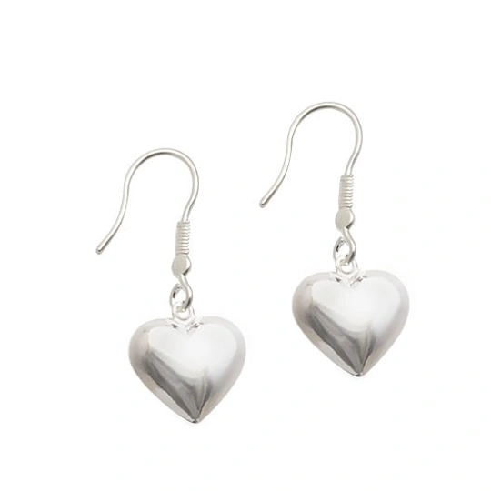 Silver Earring With Heart 10mm Flat Domed
