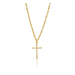 Collared Links Necklace Studded Crucifix Pendant