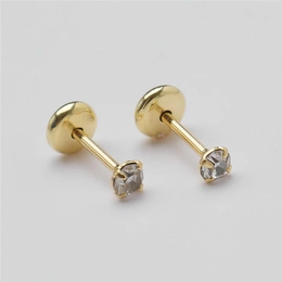 GOLD-PLATED ZIRCONIA CLAWED EARRING SS8 GOLD PLATED