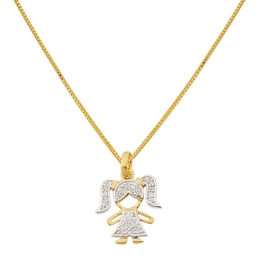 GOLD PLATED GIRL PENDANT WITH ZIRCONIA STONES