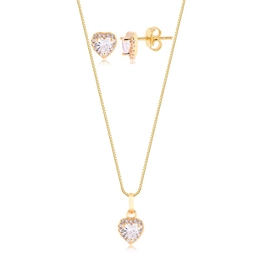 Mini -heart set with gold -leafed crystal zirconias stones