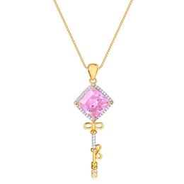 KEY PENDANT WITH GOLD-PLATED CRYSTAL ZIRCONIA STONES