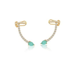 EAR CUFF EARRING WITH GOLD PLATED TOURMALINE DROP CRYSTAL