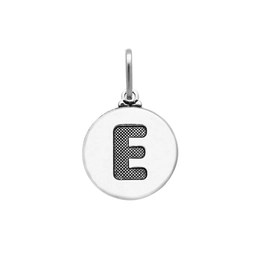 Aged silver letter E reticulated pendant