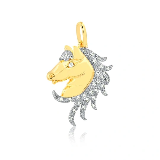 HORSE PENDANT WITH GOLD PLATED ZIRCONIA STONES