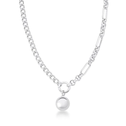 Chain with smooth sphere pigent and rhodium -bathed links