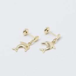 DOLPHIN EARRING WITH GOLD PLATED HOOP