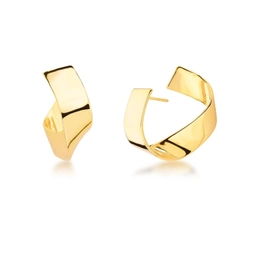 GOLD PLATED SMOOTH CURVED EARRING